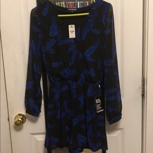 Black Romper with Blue Feathers